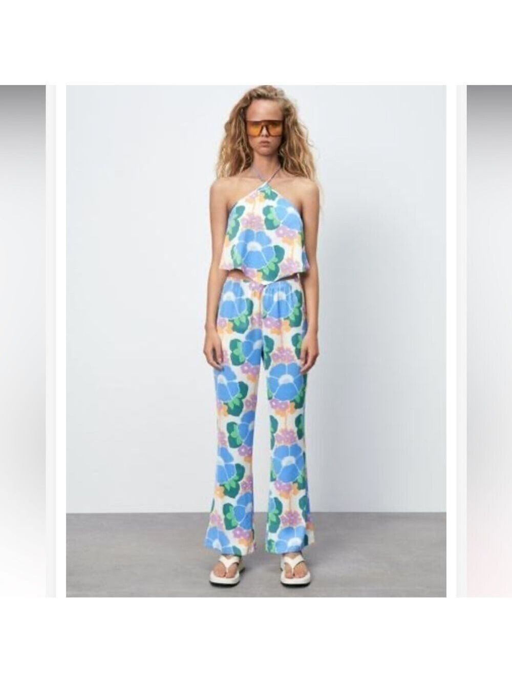 Zara flower child hippie halter & pant set